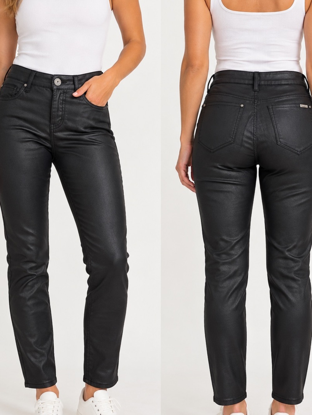 G by Guess Black Straight-Leg Coated Jeans